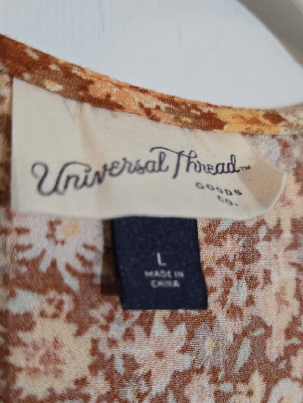 Universal Thread Rust Floral Wrap-Style Mini Dress Size Large - Picture 2 of 7